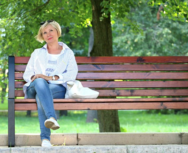 woman on bench